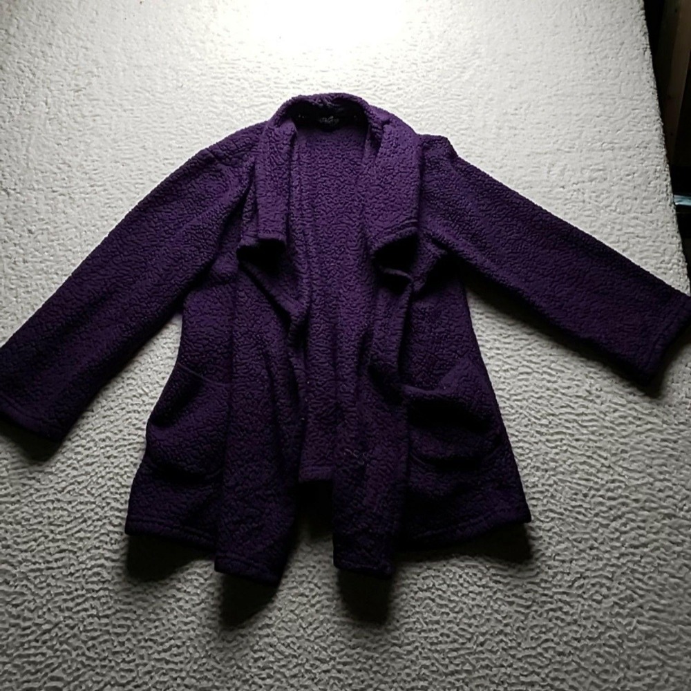 Soft & Cozy Company Jacket Womens XS/S Purple Fleece Open Front Pockets Warm
